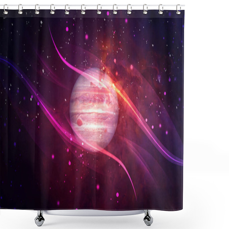 Personality  Universe: Starry Sky, Nebula And A Planet Surrounded By A Glowing Atmosphere. Shower Curtains