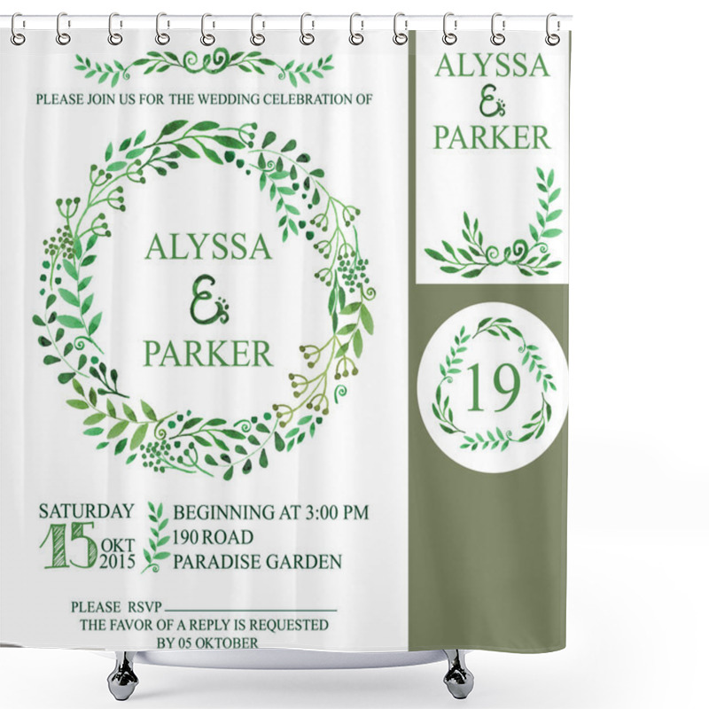 Personality  Wedding Invitation With  Branches Wreath Shower Curtains