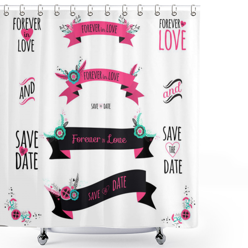 Personality  Romantic Collection With Greeting Labels Shower Curtains