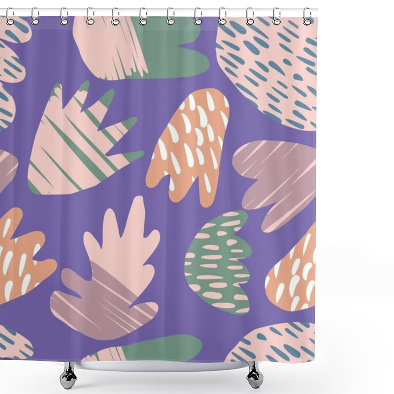 Personality  Hand Drawn Blots Backdrop. Contemporary Floral Seamless Pattern. Shower Curtains