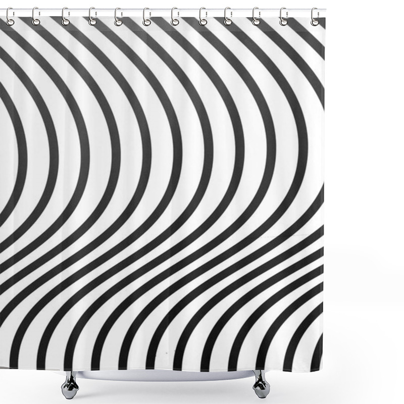 Personality  Black And White Abstract Vertical Background. Simple Striped Line Background Shower Curtains