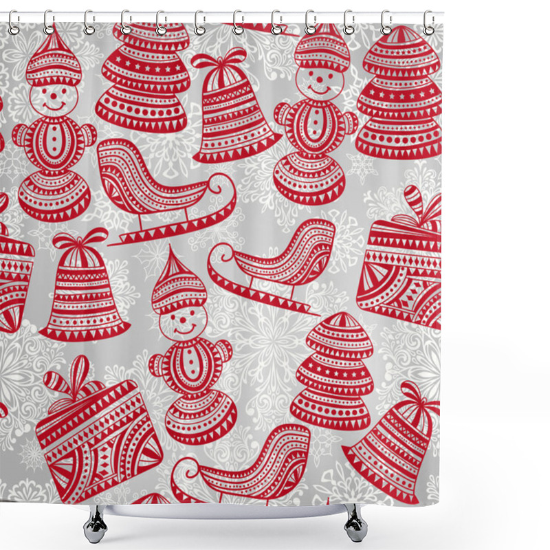 Personality  Vector Bright Seamless Winter Pattern Shower Curtains