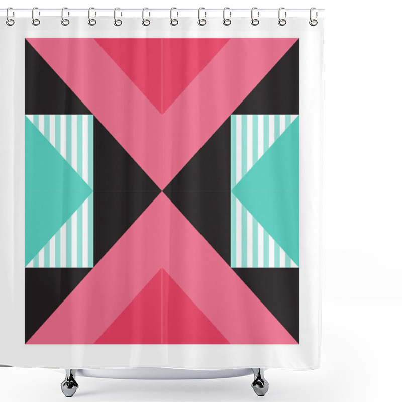 Personality  Trendy Geometric Kaleidoscope Elements Memphis Greeting Cards Design. Retro Style Texture, Pattern And Elements. Modern Abstract Design Poster And Cover Template Shower Curtains