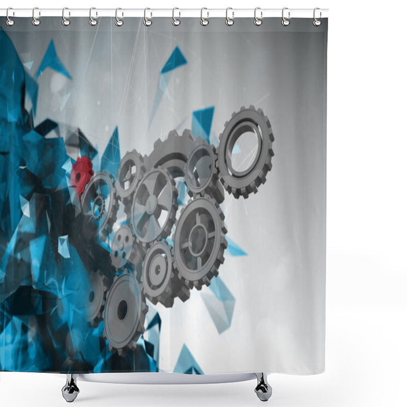 Personality  Composite Image Of Cogs And Wheels Shower Curtains