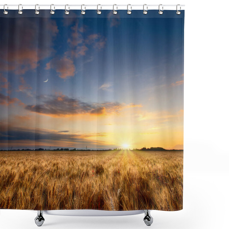 Personality  Sunset In  Wheat Field Shower Curtains