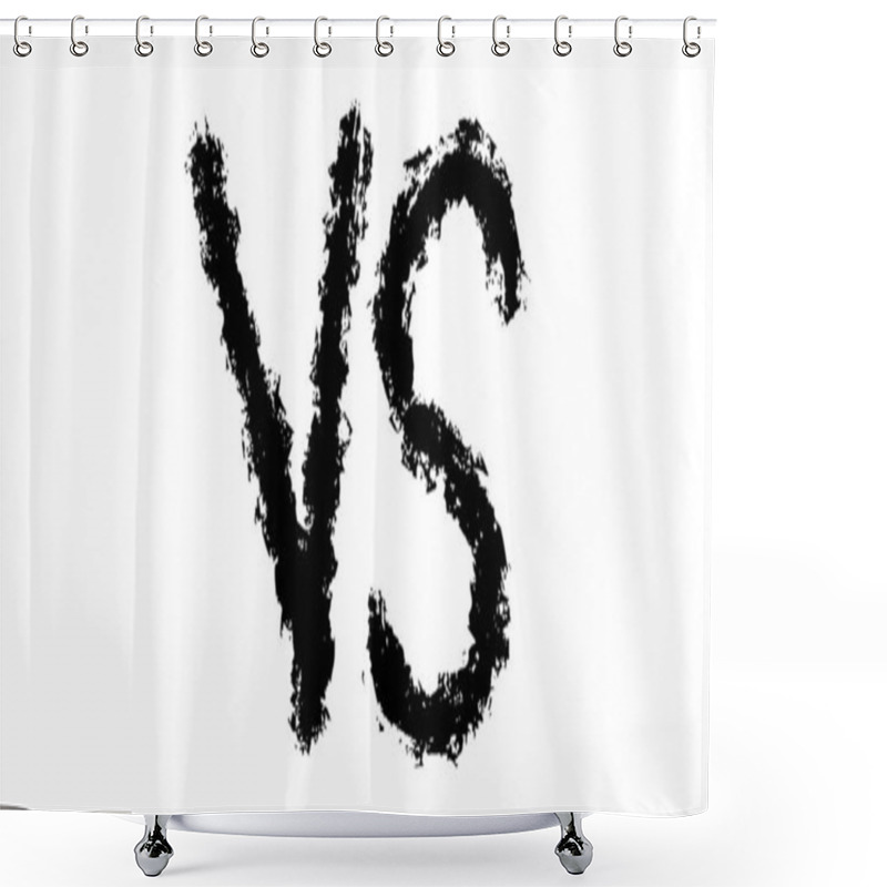 Personality  Doodle Sketch Style Of Versus Or VS Letters Logo Cartoon Hand Drawn Illustration For Concept Design. Comic Fighting Duel With Lightning Ray Border. Shower Curtains