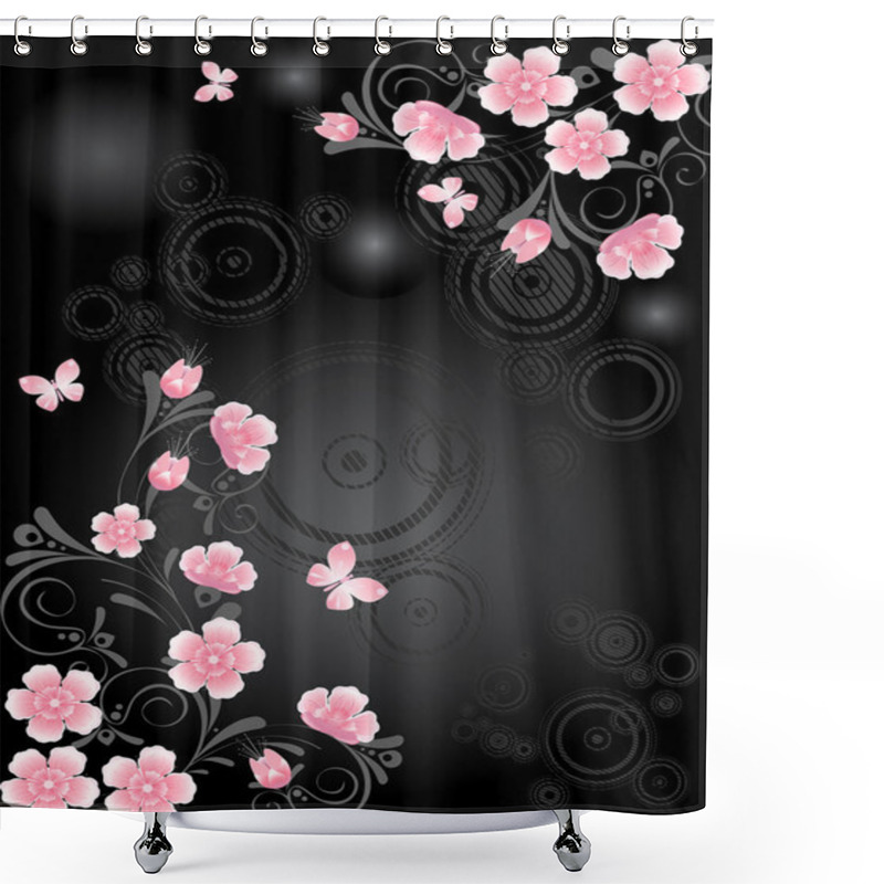 Personality  Pink Sakura Floral Branch Shower Curtains