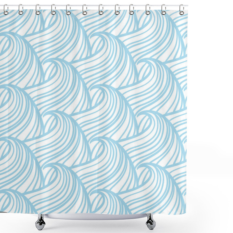 Personality  Waves Background, Abstract Seamless Pattern. Shower Curtains