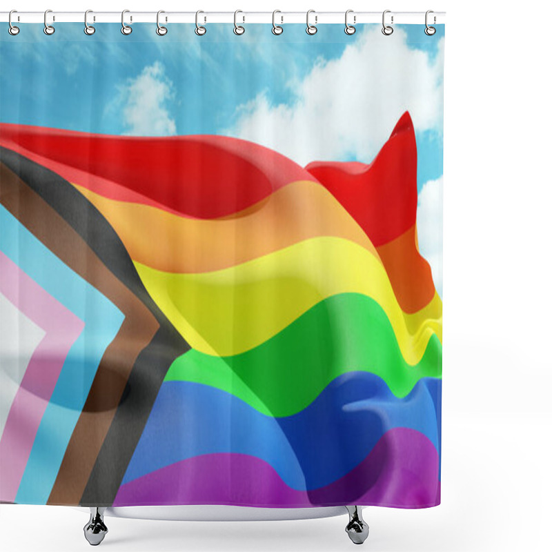 Personality  Rainbow Flag Flutters In The Wind. New LGBTQ+ Rights Symbol. Shower Curtains