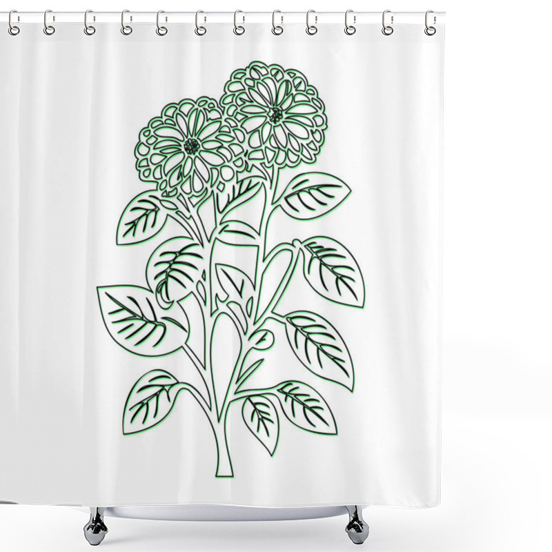 Personality  Hand Drawn Illustration Of A Blooming Flower With Leaves Shower Curtains