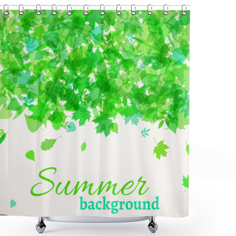 Personality  Set Of Various Green Leaves Silhouettes On White Background.  Shower Curtains