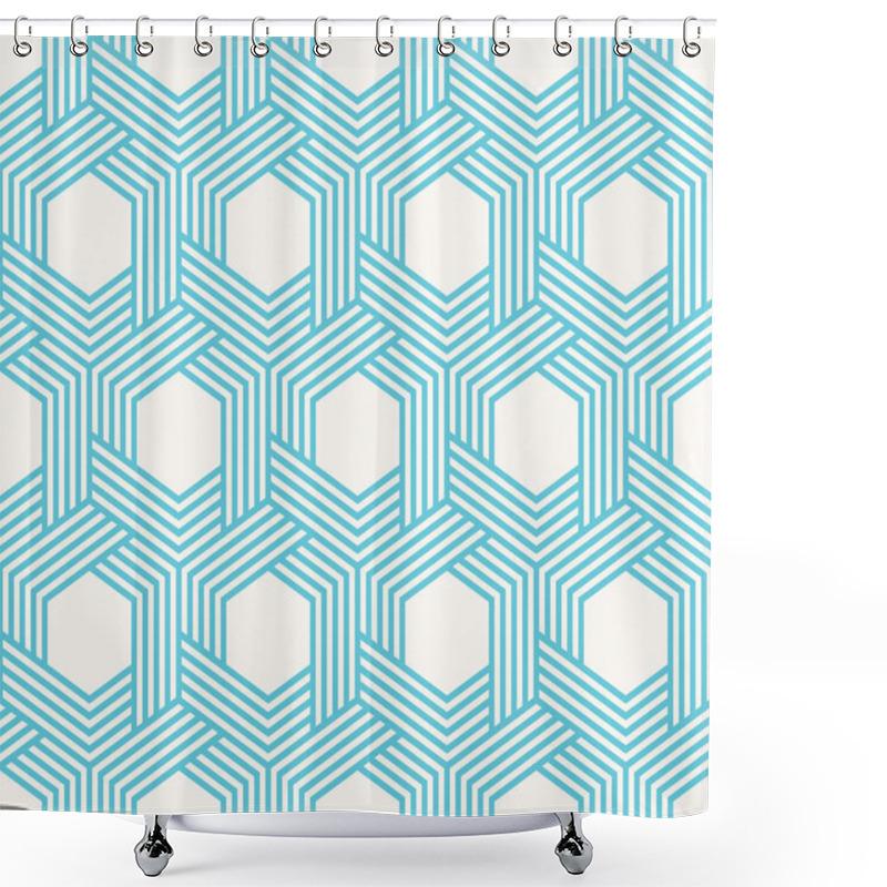 Personality  Striped Geometric Background Of Hexagons. Seamless Vector Pattern. Shower Curtains