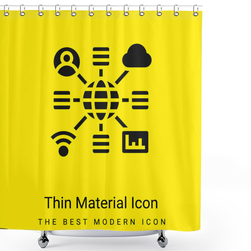 Personality  Big Data Minimal Bright Yellow Material Icon Shower Curtains