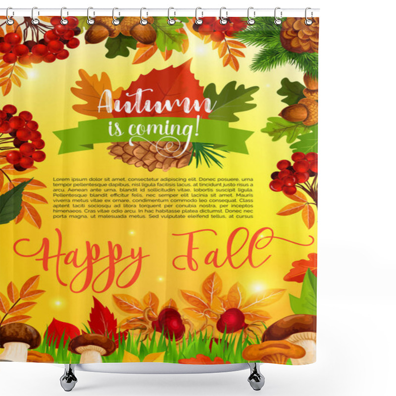 Personality  Autumn And Fall Season Banner Template With Leaf Shower Curtains