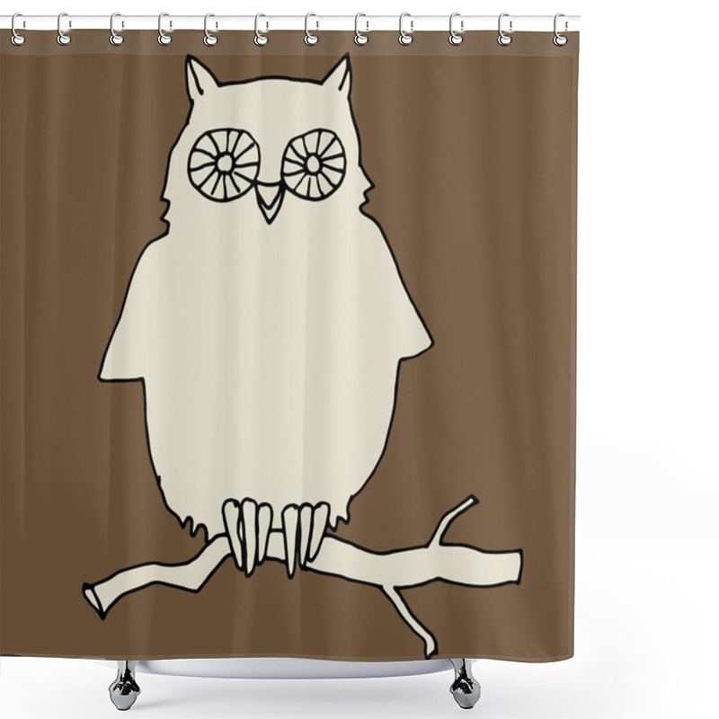 Personality  Sketch Illustration Of Owl Shower Curtains