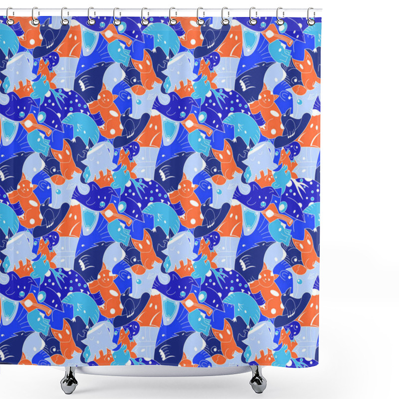 Personality  Bright Background With Fantastic Creatures. Shower Curtains