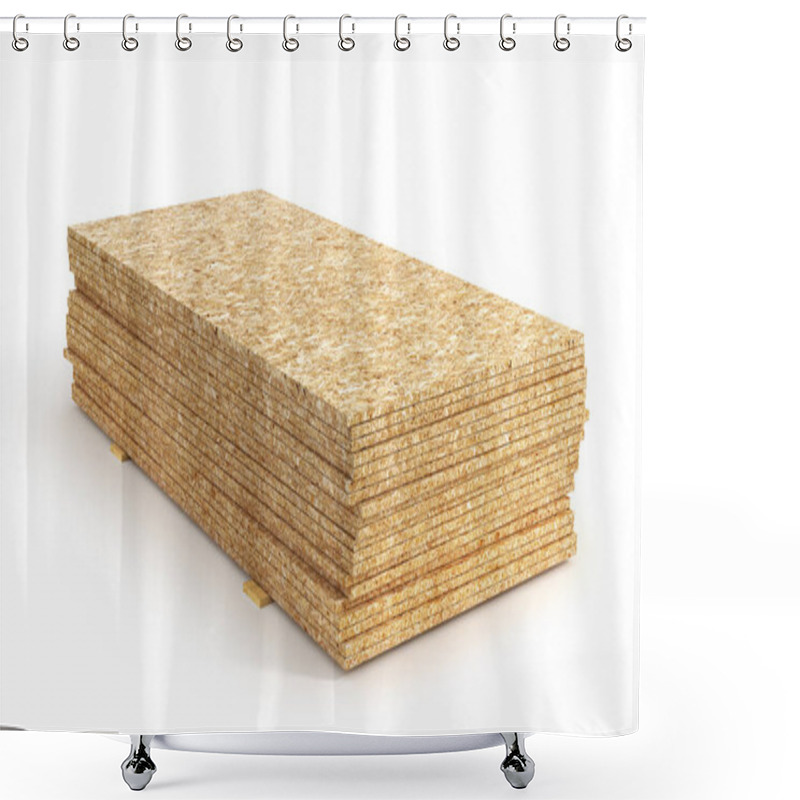 Personality  Stack Of Oriented Strand Board Isolated On A White Background. 3 Shower Curtains