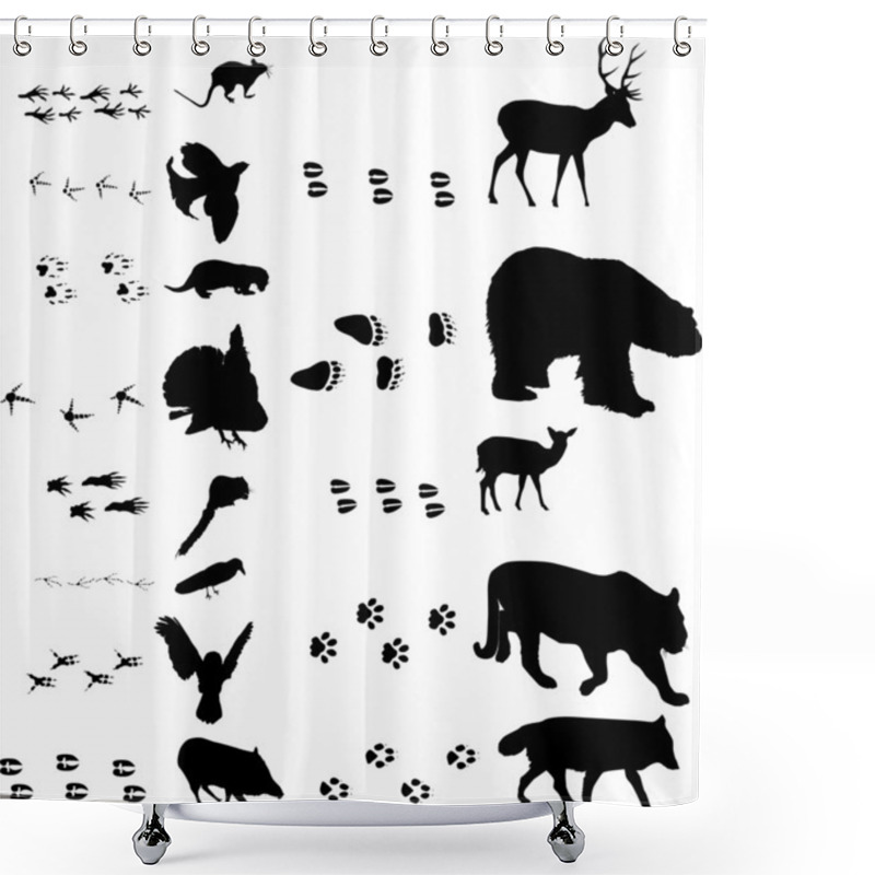 Personality  Birds And Animals With Tracks Shower Curtains