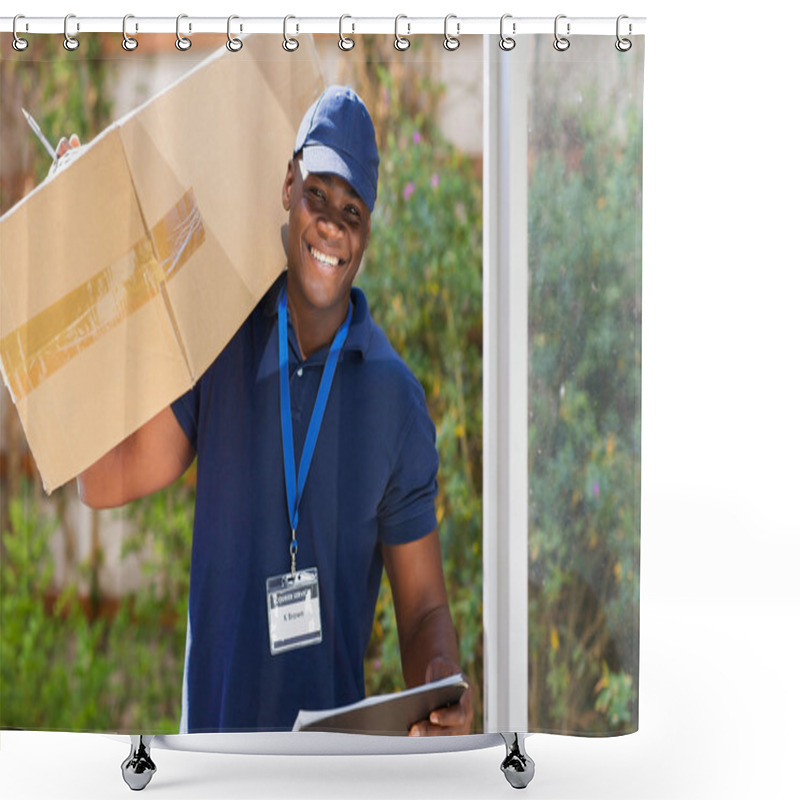 Personality  Courier Standing At The Door Shower Curtains