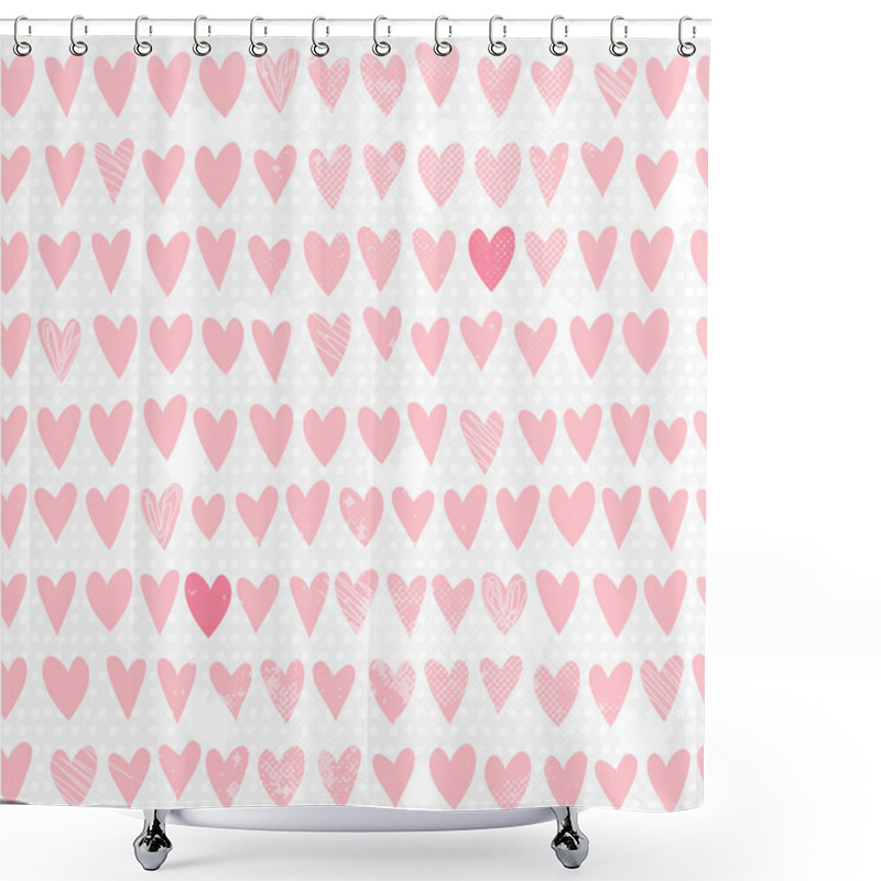 Personality  Romantic Seamless Pattern With Small Hand Drawn Hearts. Shower Curtains