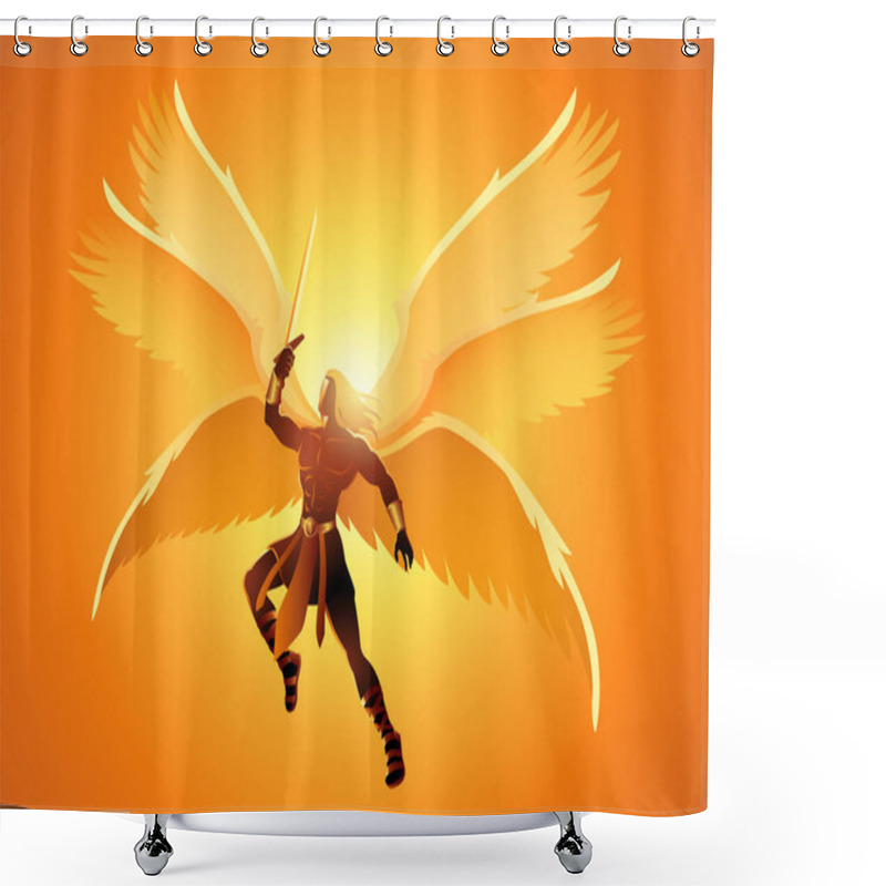 Personality  Fantasy Art Illustration Of Michael The Archangel With Six Wings Holding A Sword Shower Curtains