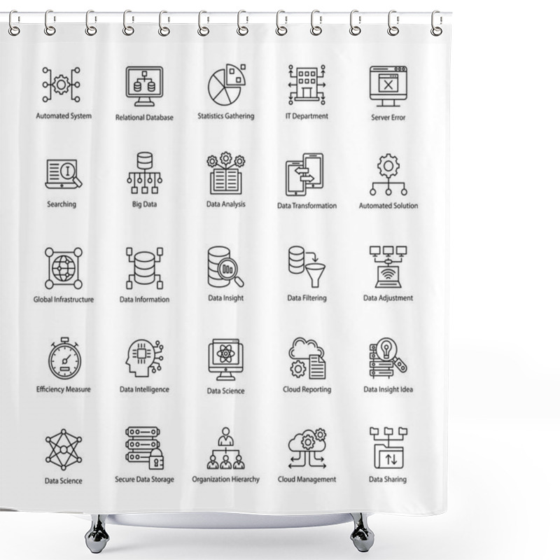 Personality  Bundle Of Data Science Line Vector Icons Shower Curtains