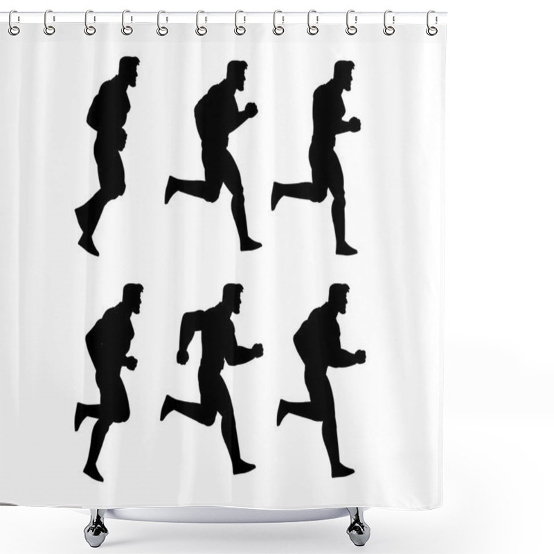 Personality  Running Man Silhouette Animation Sprite Shower Curtains