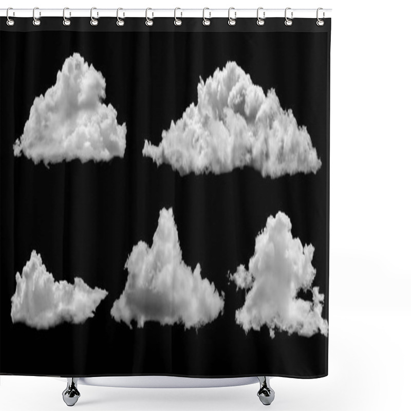 Personality  White Clouds Isolated On Black Background, Cloud Set On Blac Shower Curtains