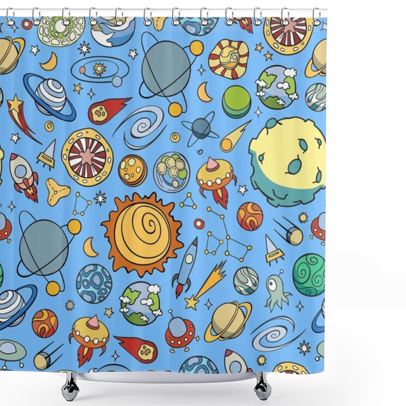 Personality  Space Objects Doodles Shower Curtains