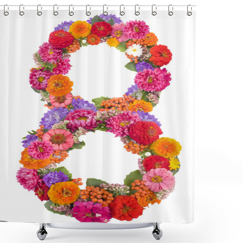 Personality  Number 8 Made From Flowers Shower Curtains