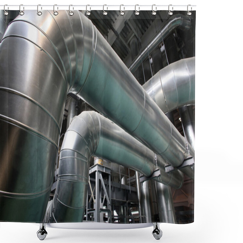 Personality   The Steam Pipes At Thermal Power Plant Shower Curtains