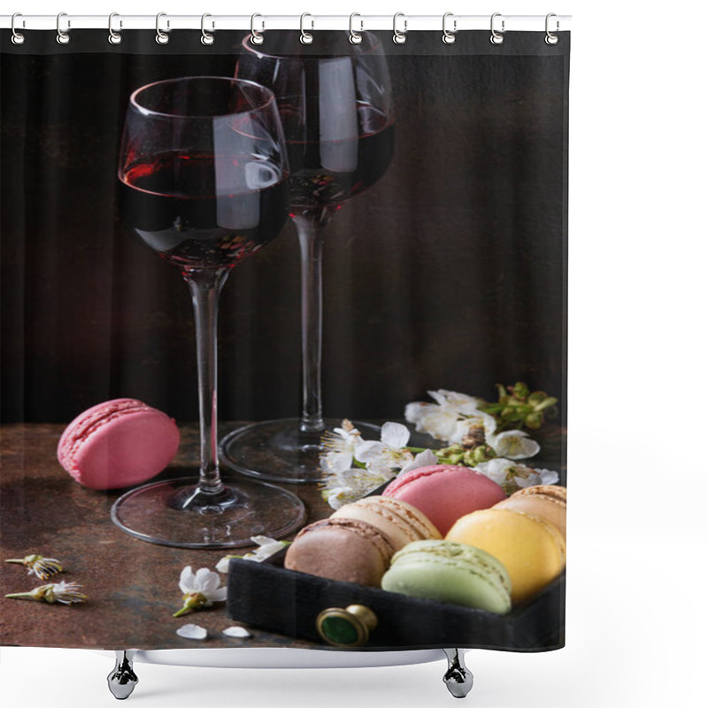 Personality  Port Wine With French Dessert Macaroons Shower Curtains