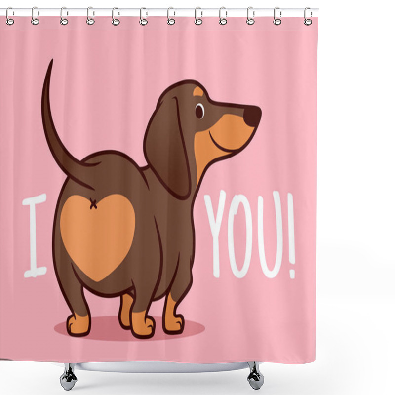 Personality  Cute Smiling Dachshund Puppy Dog Vector Cartoon Illustration Iso Shower Curtains