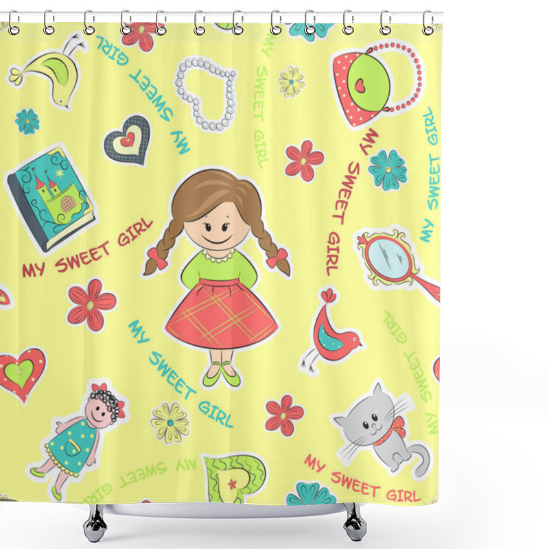 Personality  Seamless Pattern My Sweet Girl Shower Curtains