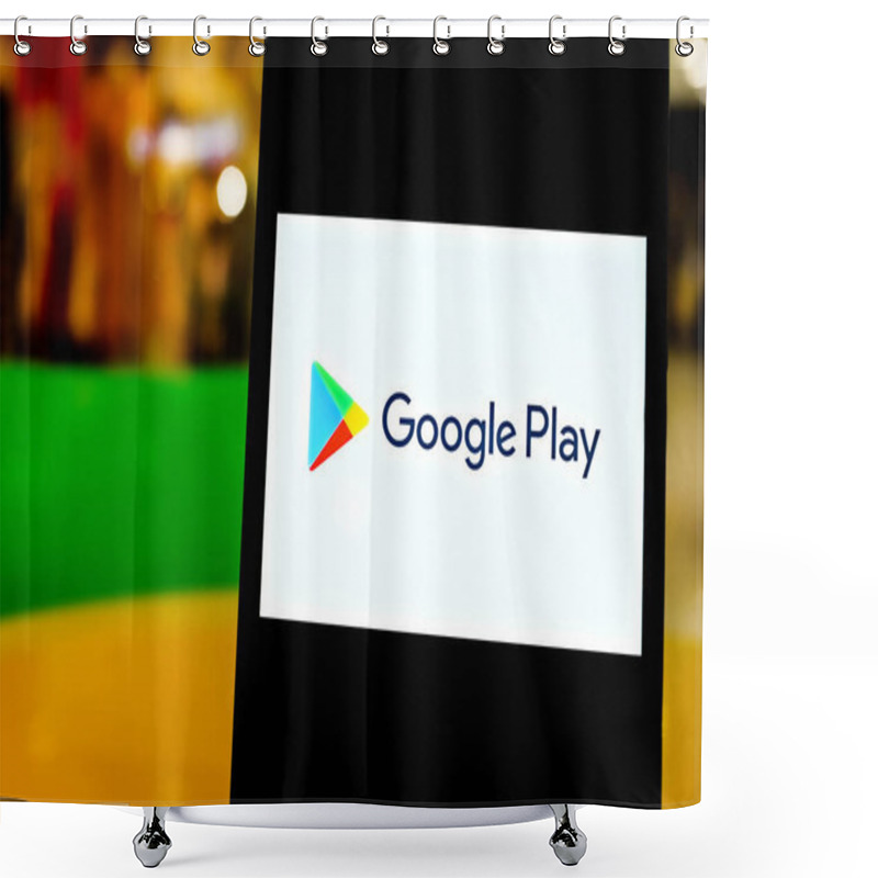 Personality  Editorial Photo On Google Play Theme.  Illustrative Photo For News About Google Play - A Digital Distribution Service Shower Curtains