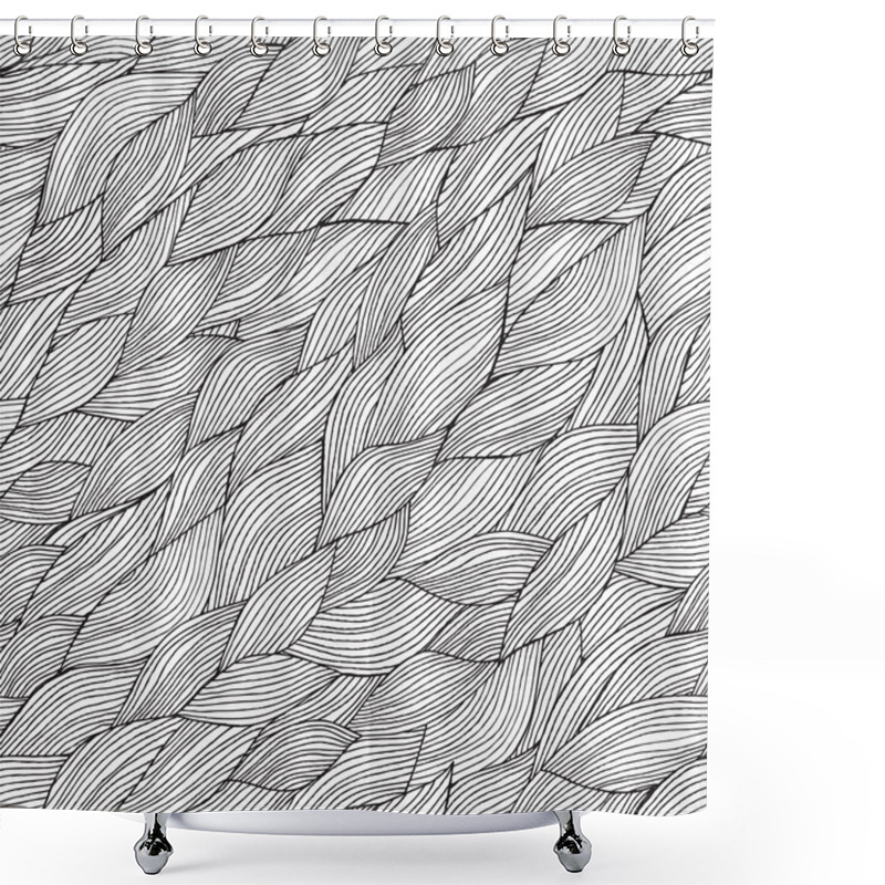 Personality  Waves Seamless Pattern In Black And White Shower Curtains