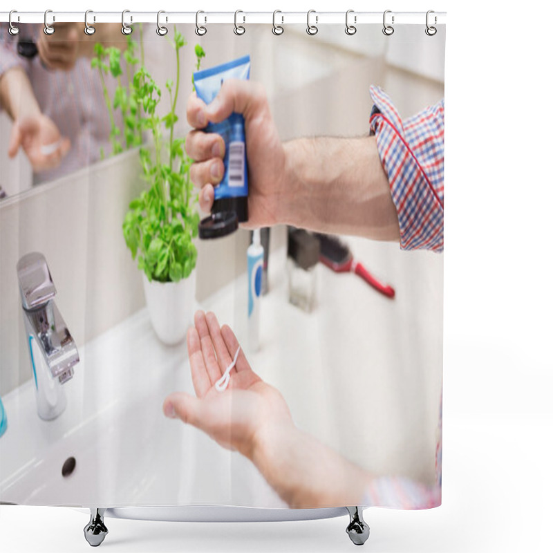 Personality  Man Pouring Hair Paste On Hand Shower Curtains