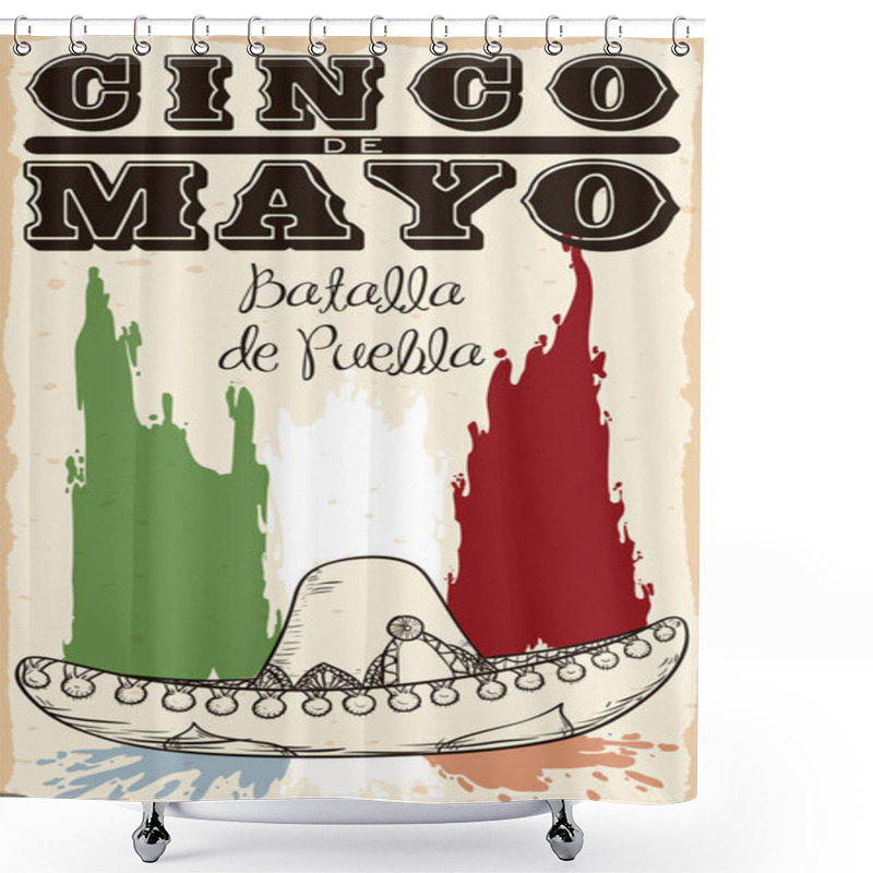 Personality  Cinco De Mayo Design With Mariachi Hat And National Paintbrushes, Vector Illustration Shower Curtains