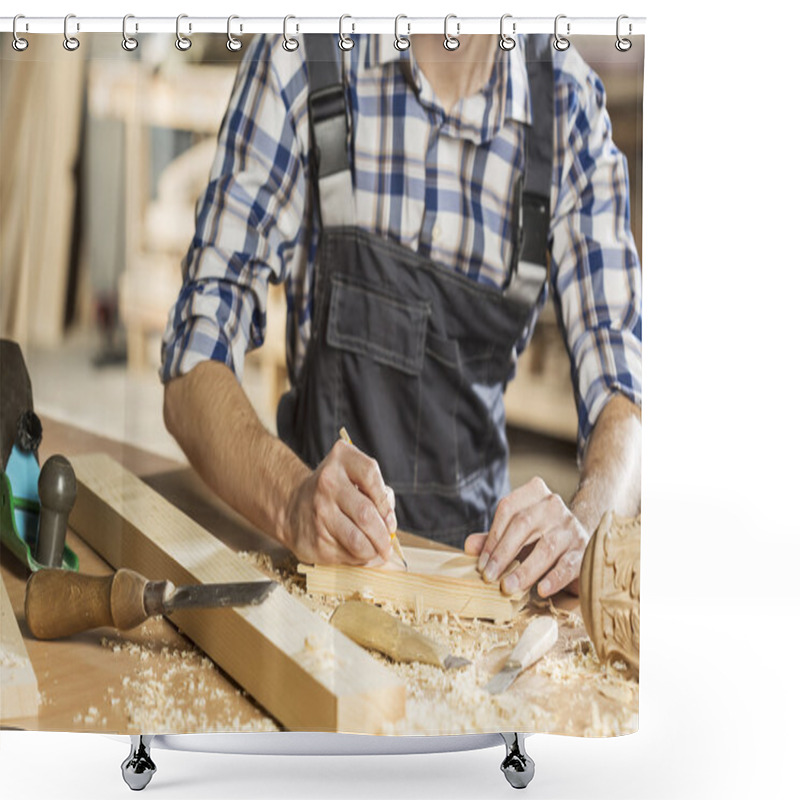 Personality  Carpenter At Work Shower Curtains