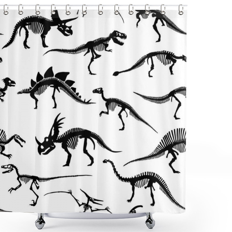 Personality  Different Dinosaur Skeletons Design Seamless Pattern Shower Curtains