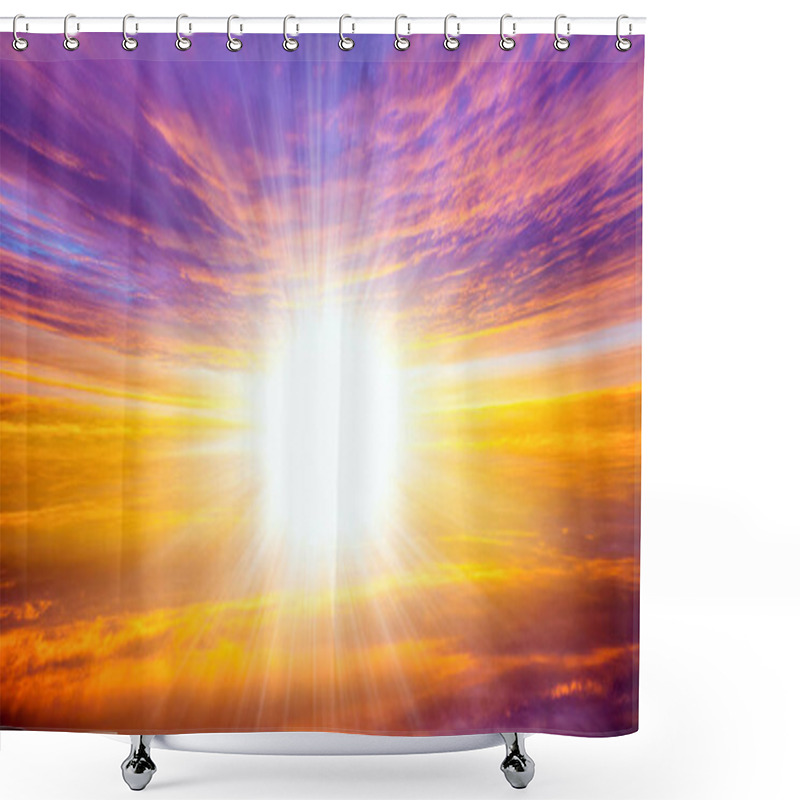 Personality  Abstract Big Explosion . Light From Sky . Religion Background . Beautiful Cloud . Background Sky At Sunset And Dawn . Shower Curtains