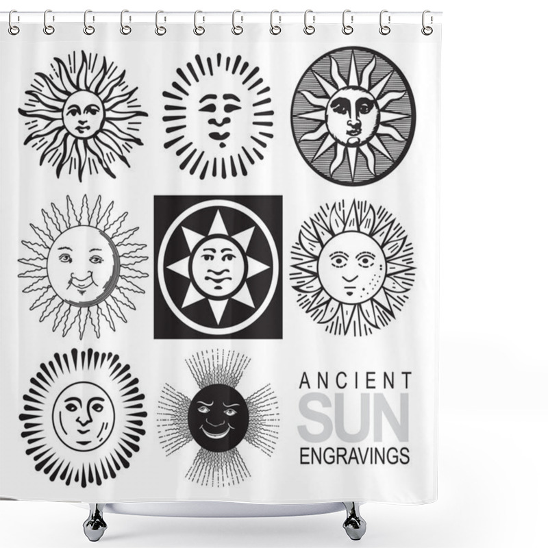 Personality  Set Of Retro Sun Icons (vector) Shower Curtains