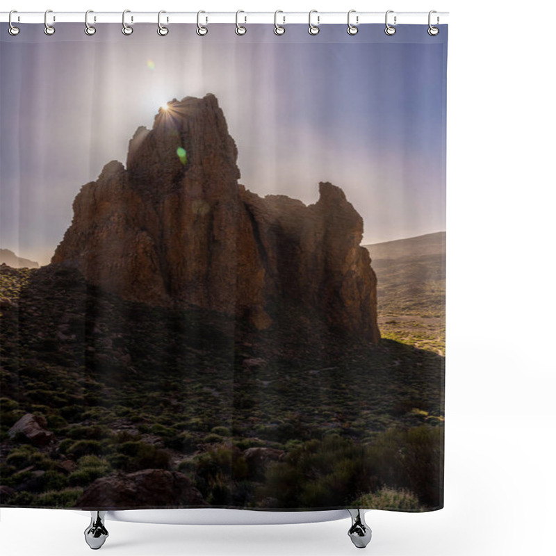 Personality  Sunset In The Volcanic Mountain The Cathedral Between The Roques De Gracia And The Roque Cinchado In The Natural Of Teide In Tenerife, Canary Islands Shower Curtains