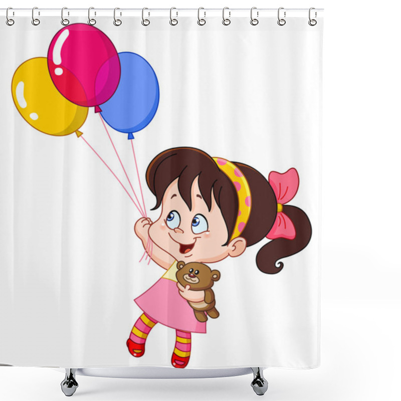 Personality  Girl With Balloons Shower Curtains