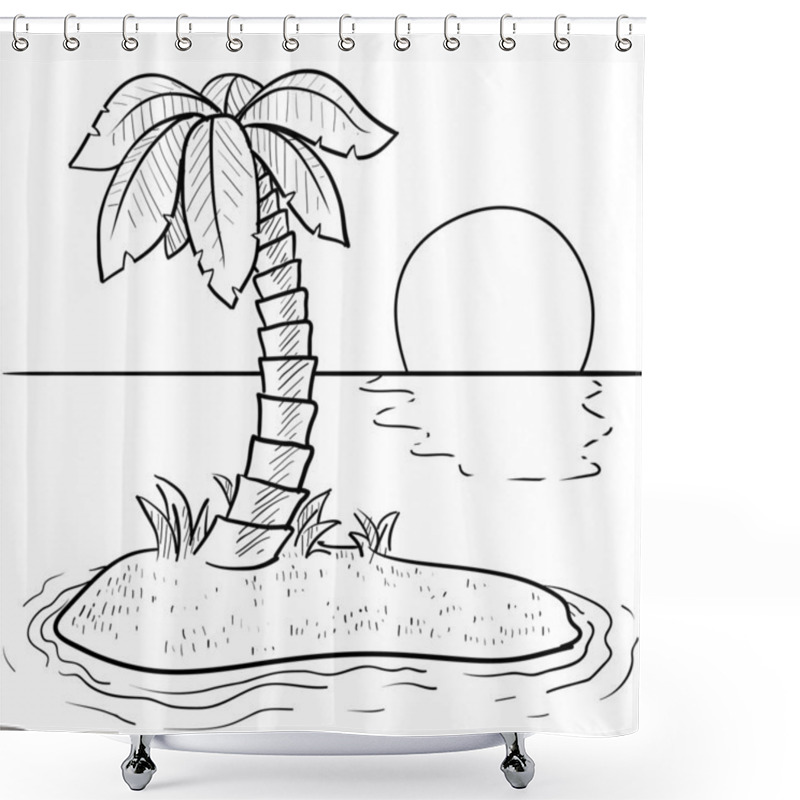 Personality  Deserted Island Sketch Shower Curtains