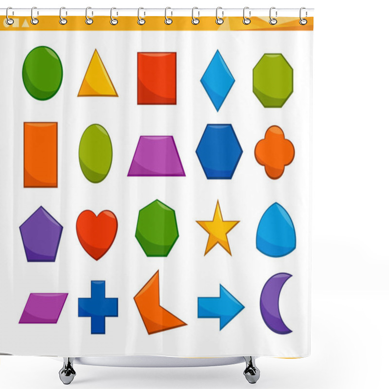 Personality  Cartoon Illustration Of Educational Basic Geometric Shapes For Elementary Age Children Shower Curtains