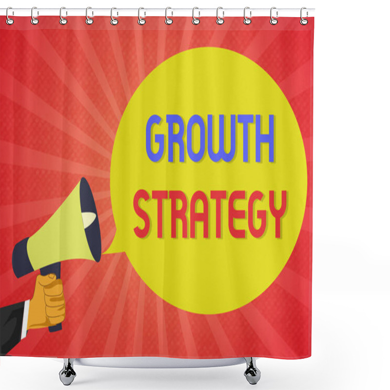 Personality  Conceptual Hand Writing Showing Growth Strategy. Business Photo Text Strategy Aimed At Winning Larger Market Share In Shortterm Shower Curtains