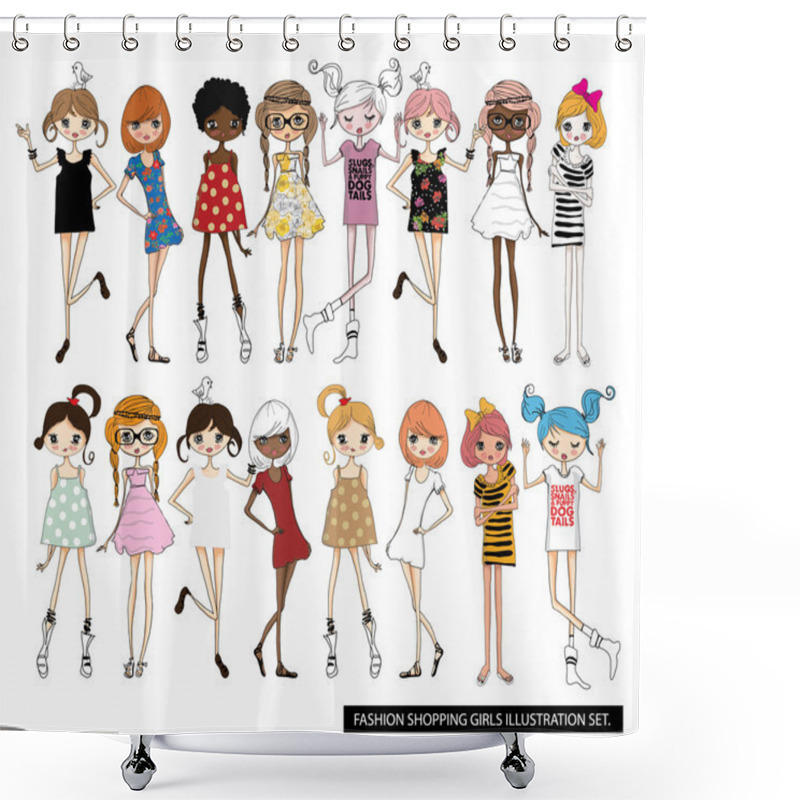 Personality  Fashion Girls With Birds Shower Curtains