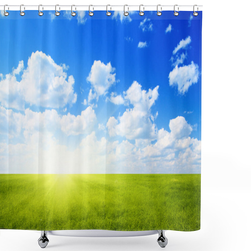 Personality  Field Of Flax And Blue Sky Shower Curtains