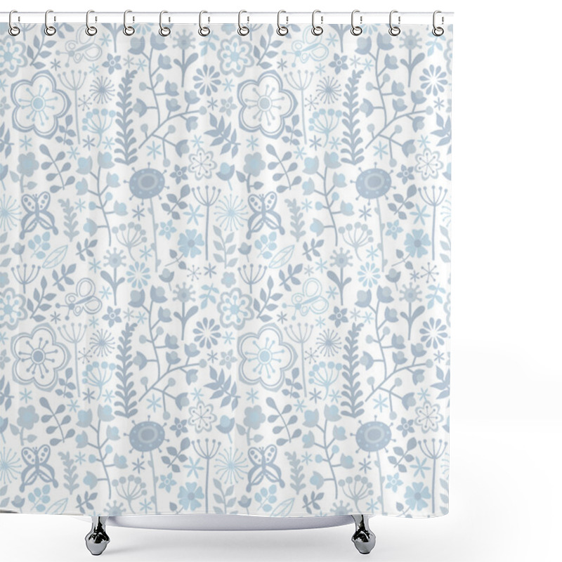 Personality  Floral Seamless Pattern, Endless Texture With Bright Cartoon Flo Shower Curtains